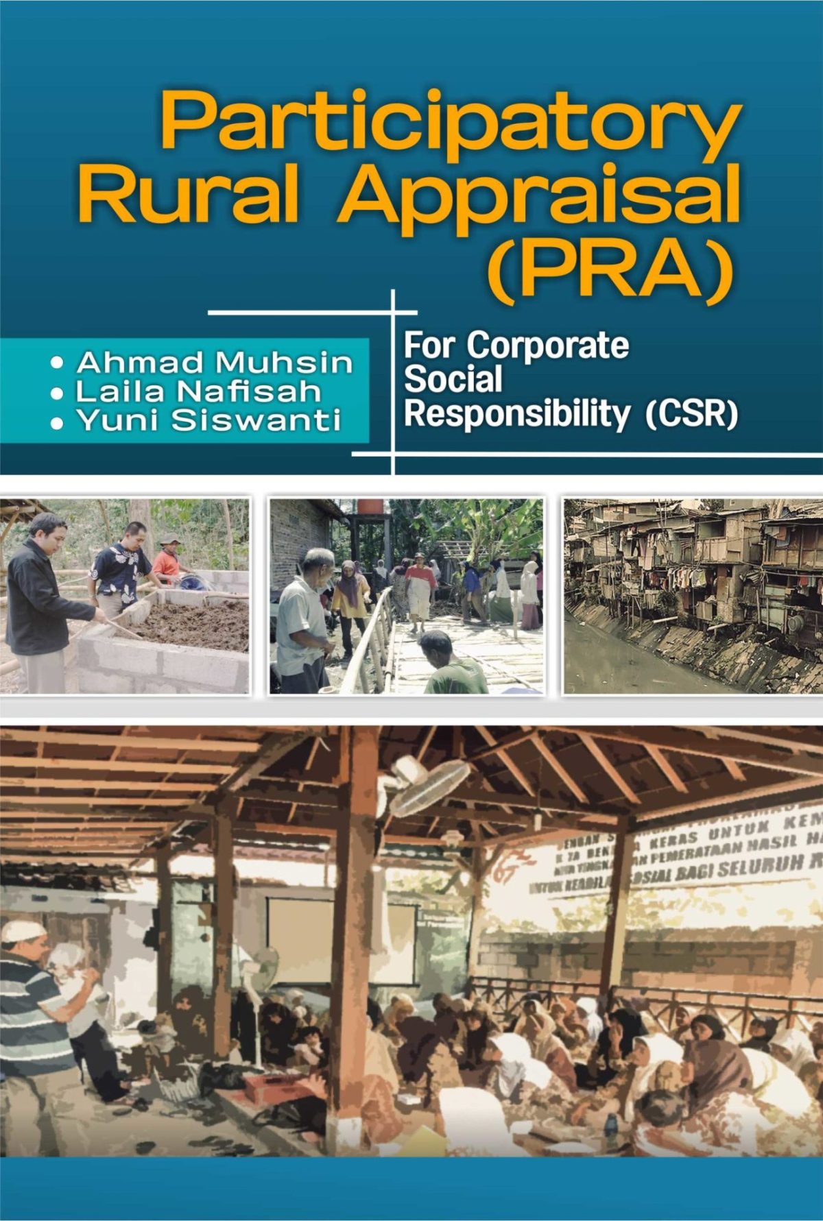Buku ini merupakan hasil kajian pengalaman dan penelitian kami di lapangan sebagai seorang dosen yang mendarmabaktikan dirinya untuk melaksanakan pendidikan, penelitian dan pengabdian masyarakat. Ilmu pengetahuan tidak hanya ditularkan melalui bangku kuliah namun penting untuk dapat digunakan sebagai solusi dan pencerahan bagi masyarakat, terutama dalam rangka menyelesaikan problematika dan permasalahan yang dihadapi warga. Untuk dapat memberikan kontribusi dalam ikut andil memberikan solusi maka dibutuhkan metodologi dan teknik dalam mengidentifikasi permasalahan, menggali potensi, dan pada akhirnya merumuskan solusi yang bisa tepat sasaran. Buku ini membantu para peneliti dan pengambil kebijakan baik pemerintah maupun perusahaan yang akan melakukan Corporate Social Responsibility (CSR) untuk dapat menjembatani permasalahan diatas sehingga program yang akan dijalankan dapat memberikan dampak dan manfaat yang maksimal bagi warga dan lingkungan. Manfaat yang lebih besar adalah mewujudkan upaya agar masyarakat dapat mengatasi masalah yang dihadapinya secara mandiri atau melakukan pemberdayaan terhadap dirinya sendiri. Buku ini bertujuan untuk memandu merumuskan model pemberdayaan masyarakat yang tepat sasaran dengan berdasarkan hasil asesmen atau kajian yang digali langsung dari masyarakat sebagai sasaran program dengan pihak-pihak yang terkait seperti Pemerintah Desa, Karang Taruna dan Kelompok Masyarakat. Pendekatan ini dikenal dengan sebutan Participatory Rural Appraisal (PRA) yaitu melibatkan secara langsung masyarakat dan pihak-pihak terkait dalam hal perumusan masalah mereka, menggali solusi yang tepat, memberikan pelatihan dan pendampingan terhadap pelaksanaan rumusan model pemberdayaan yang dihasilkan.