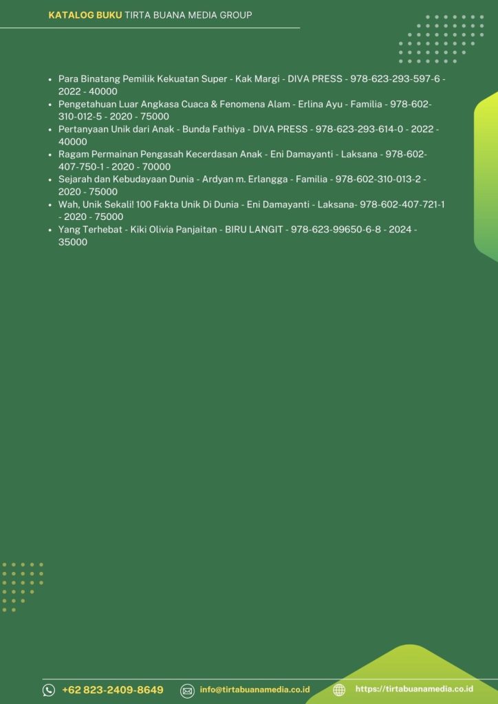 Katalog Buku Anak-anak; Pengetahuan dan Keterampilan Tirta Buana Media 2025 (3)