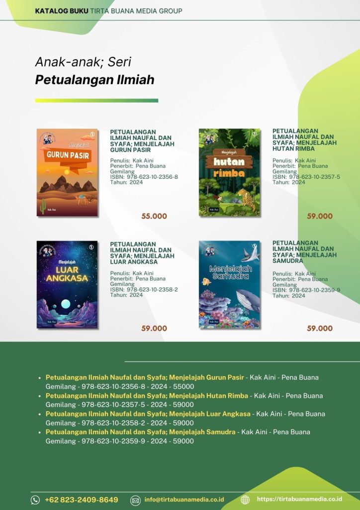 Katalog Buku Anak-anak; Seri Petualangan Ilmiah Tirta Buana Media 2025