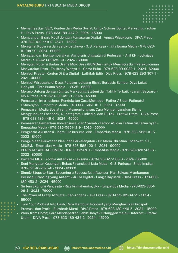 Katalog Buku Ekonomi, Bisnis dan Kewirausahaan Tirta Buana Media 2025 (3)