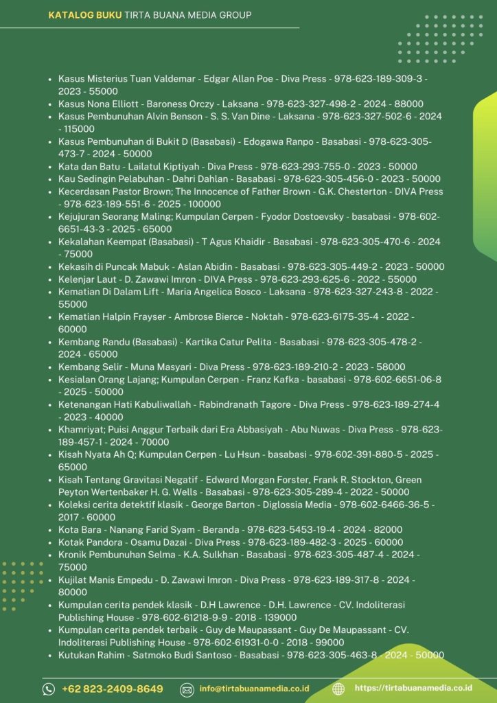 Katalog Buku Fiksi; Novel, Cerpen, Puisi dan Prosa Lainnya Tirta Buana Media 2025 (6)